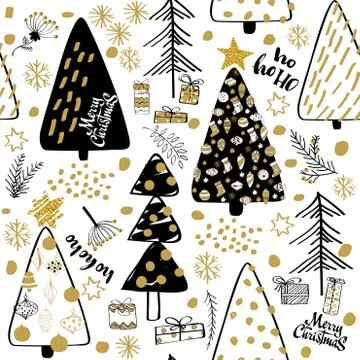 Winter Christmas forest creative background. Seamless pattern 스톡 일러스트