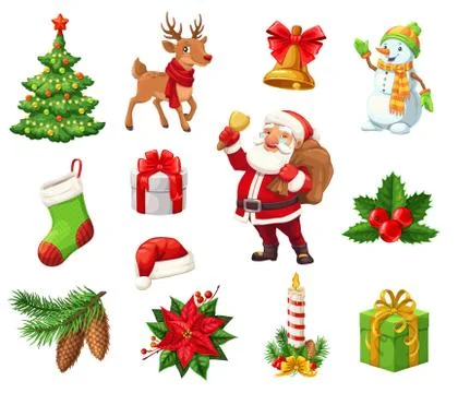 Winter Christmas holiday objects vector isolated Stock Illustration