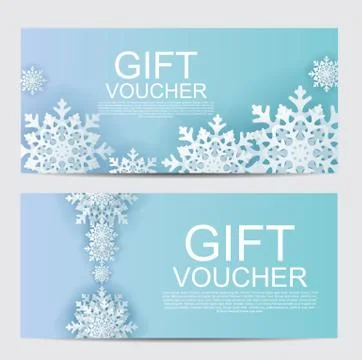Winter, Christmas, New Year Gift Voucher Template Vector Illustration Illustrazione stock