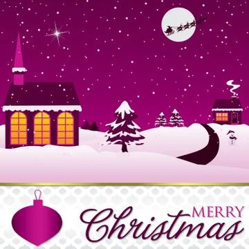 Winter Christmas scene card in vector format. Stock Illustration