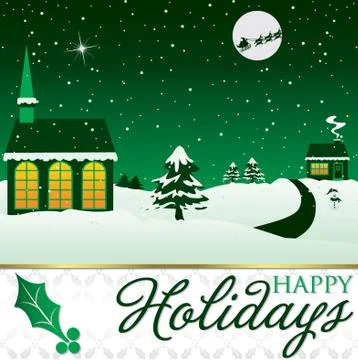 Winter Christmas scene card in vector format. Stock Illustration
