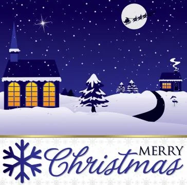 Winter Christmas scene card in vector format. Stock Illustration