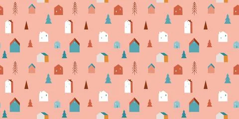 Winter, Christmas seamless pattern design, Boho, Bohemian modern style Stock Illustration