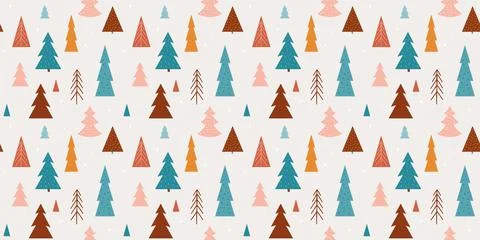 Winter, Christmas seamless pattern design, Boho, Bohemian modern style Stock Illustration