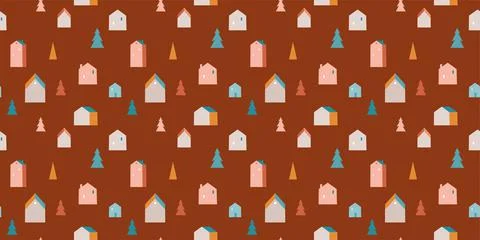 Winter, Christmas seamless pattern design, Boho, Bohemian modern style Stock Illustration