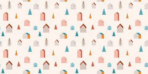 Winter, Christmas seamless pattern design, Boho, Bohemian modern style Stock Illustration