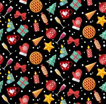 Winter christmas seamless pattern. Flat designed style Stock Illustration