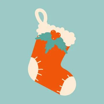 Winter Christmas sock. Element of winter celebration with cute holiday design Stock Illustration