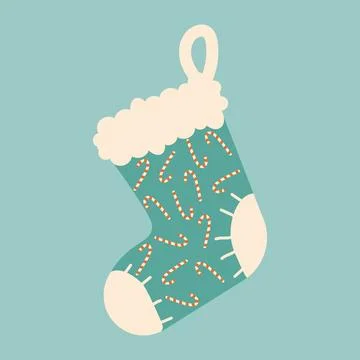 Winter Christmas sock. Element of winter celebration with cute holiday design Illustrazione stock