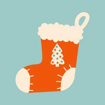 Winter Christmas sock. Element of winter celebration with cute holiday design Stock Illustration