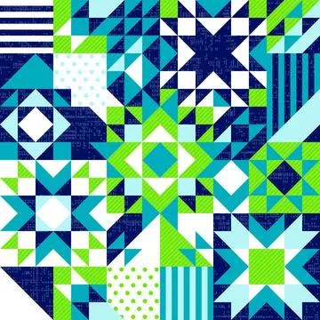 Winter Christmas stars patchwork, irregular geometric background, seamless ve Иллюстрация