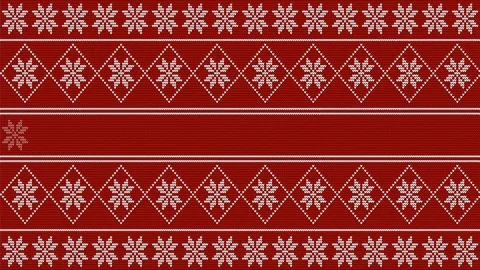 Winter (christmas) style loading 4k video - white knitted pattern on red ba.. Stock Footage 70271383