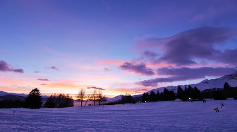 Winter Christmas sunset - timelapse Stock Footage 41502814