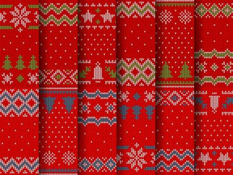 Winter Christmas sweater knit pattern textures Stock-Illustration