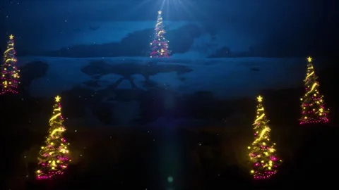 Winter christmas three dimensional animation with trees decoration Video stock 281583073
