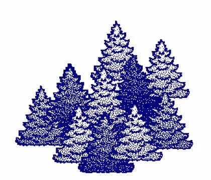 Winter christmas trees ,machine knitting scheme,pixel art,Designa Knit Stock Illustration