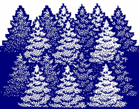 Winter christmas trees ,machine knitting scheme,pixel art,Designa Knit Stock Illustration