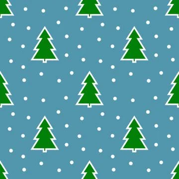 Winter Christmas trees pattern on blue background. Vector illusttration Stock Illustration