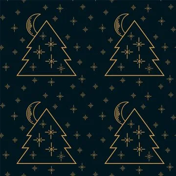 Winter Christmas trees pattern. New year and Christmas background design for Stock Illustration