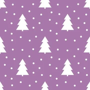 Winter Christmas trees pattern on purple background. Vector illusttration Stock Illustration