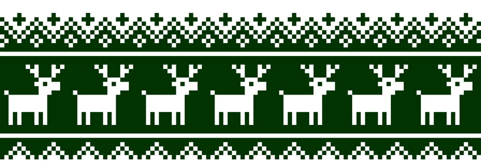 Winter Christmas vector seamless pattern. New Years pixel background with rei Stock Illustration