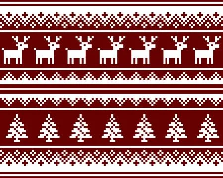 Winter Christmas vector seamless pattern red color. New Years pixel backgroun 스톡 일러스트