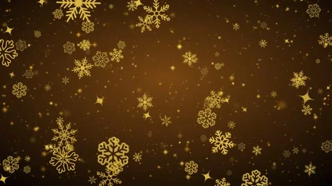 Winter Christmas video background with falling golden snowflakes Stock Footage 346289916