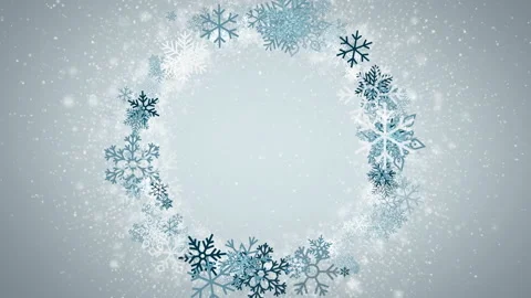Winter circle snowflakes frame background border Stock-Footage 210193070