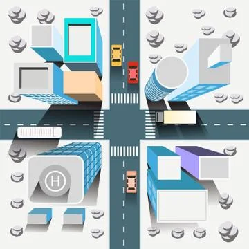 Winter city from above Stock Illustration