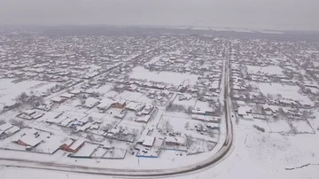 Winter city, aerial camera, the general frame Stock Footage 85556611