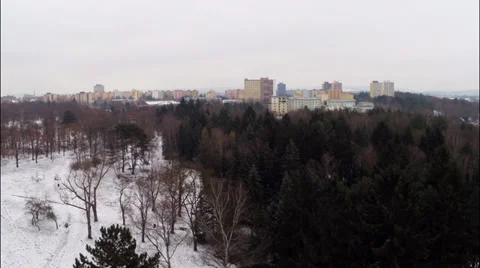 Winter city from the air Stock Footage 35343149