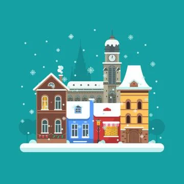Winter City Background Stock Illustration