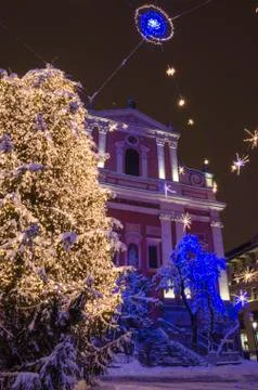 Winter city decorations Stock-Fotos