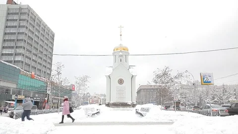 Winter in city Stock Footage 72505006