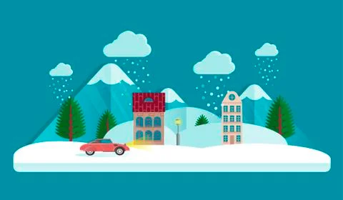 Winter city landscape Stock Illustration