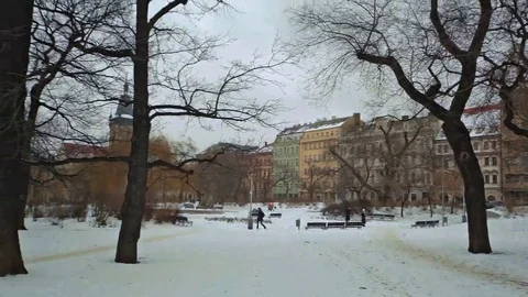 Winter city park. Nature Stock Footage 69214809