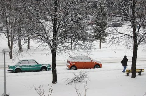 Winter in city Stock Photos
