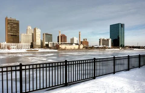 Winter city skyline Stock Photos