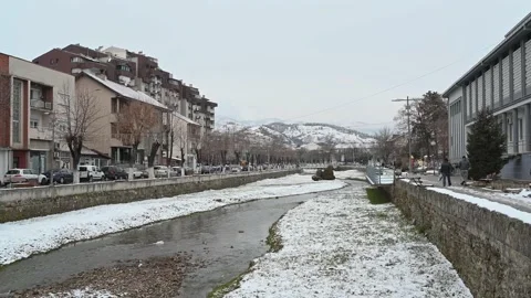 Winter city somewhere in Macedonia Stock Footage 168908873