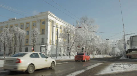 Winter city traffic Stock Footage 46011643