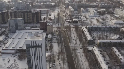 Winter city. View from the drone Video stock 101966273