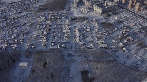 Winter city. View from the drone Stock Footage 102033523