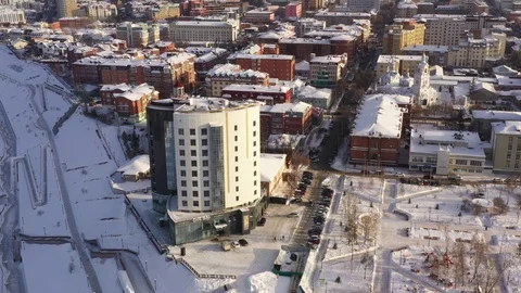 Winter city. View from the drone Stock Footage 103309977