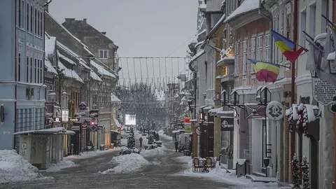 Winter cityscape, Brasov, Romania Stock Footage 71283353