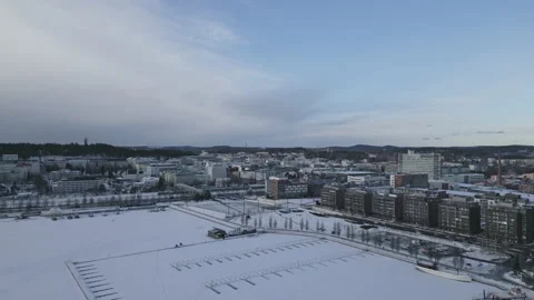 Winter Cityscape Drone Shot Video stock 236934104