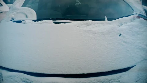 Winter. Cleaning The Car From The Snow Stock-Footage 103100972