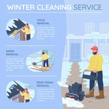 Winter cleaning services flat color vector infographic template Stock Illustration