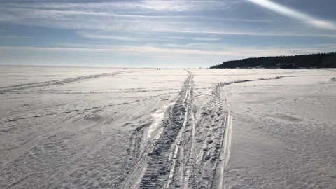 Winter clear field and blue sky. Stock Footage 142086253