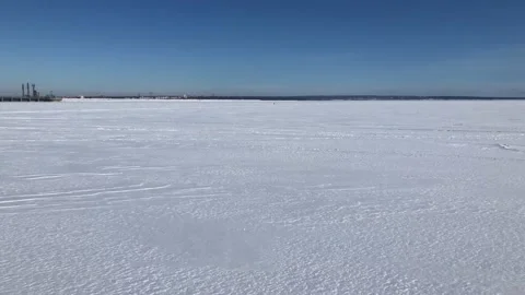 Winter clear field and blue sky. Stock Footage 142086290