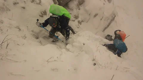 Winter climbing Stock Footage 33300153